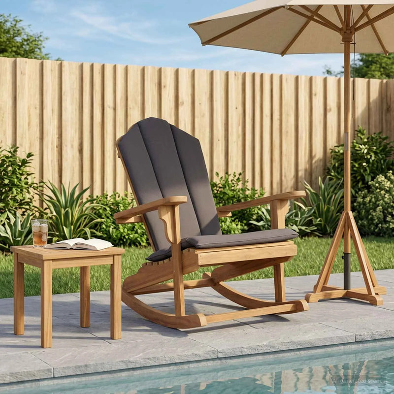 Garden Adirondack Rocking Chair Natural Solid Teak wood