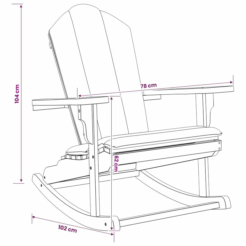 Garden Adirondack Rocking Chair Natural Solid Teak wood