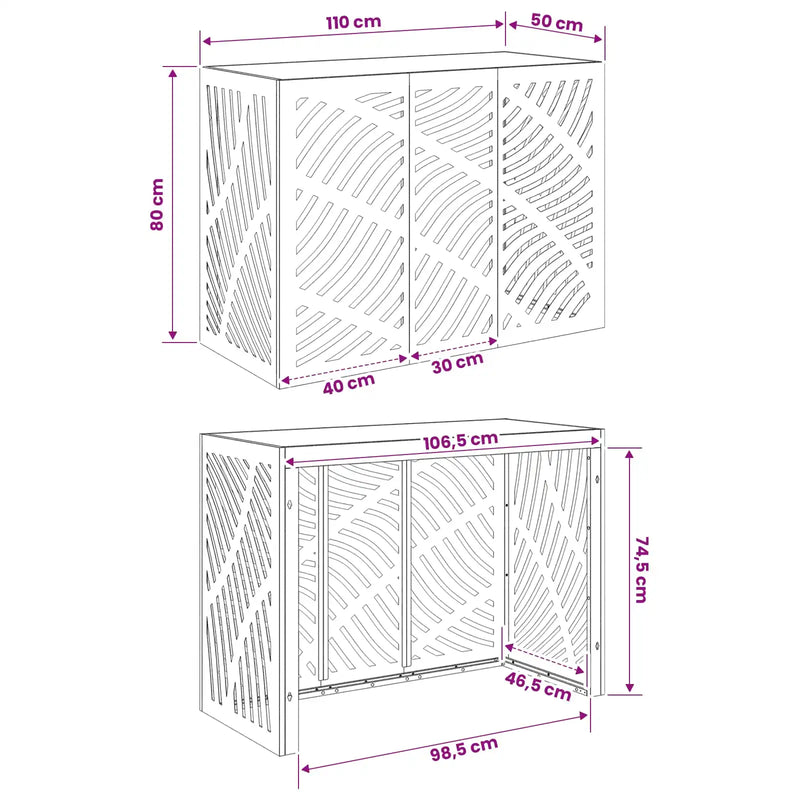 Air Conditioner Cover Anthracite 110 x 50 x 80 cm Steel