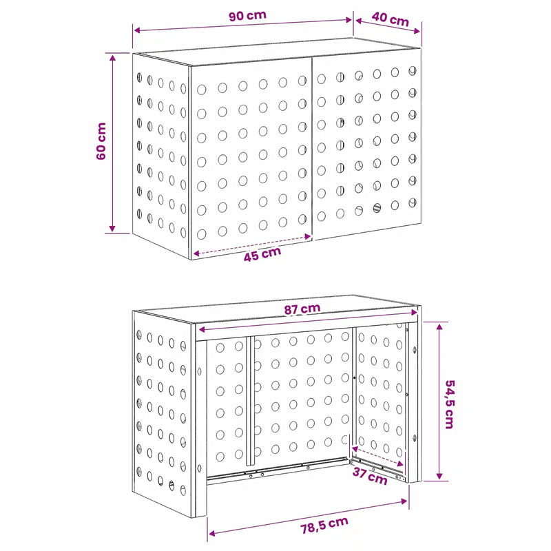Air Conditioner Cover Black 90 x 40 x 60 cm Steel