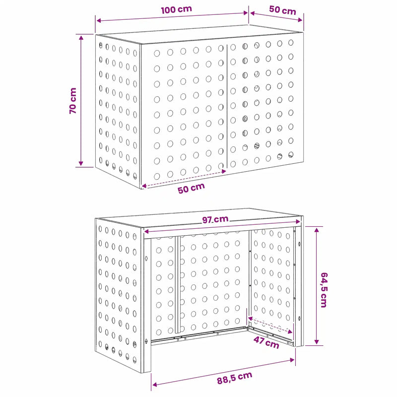 Air Conditioner Cover Anthracite 100 x 50 x 70 cm Steel