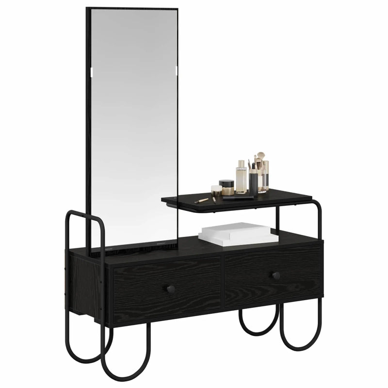 Dressing Table with Drawer with Shelf Black Oak Engineered Wood