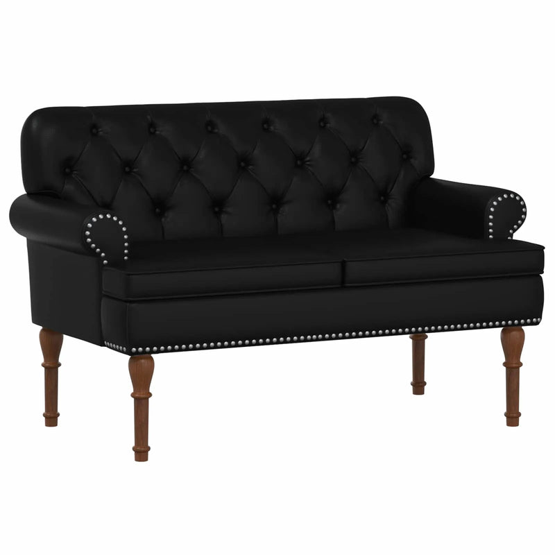 Loveseat with button tufted Black 120 x 65 x 77 cm Faux Leather