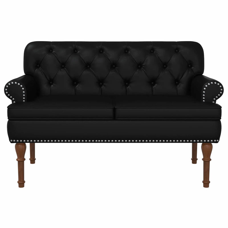 Loveseat with button tufted Black 120 x 65 x 77 cm Faux Leather
