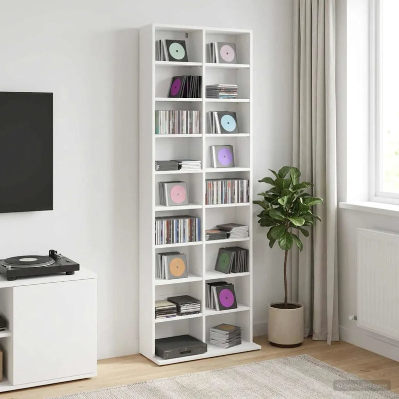 CD Cabinet White 65 x 23.5 x 175 cm Engineered Wood