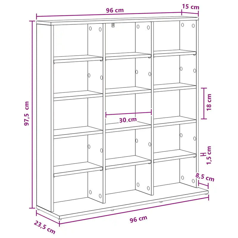 CD Cabinet White 96 x 23.5 x 97.5 cm Engineered Wood