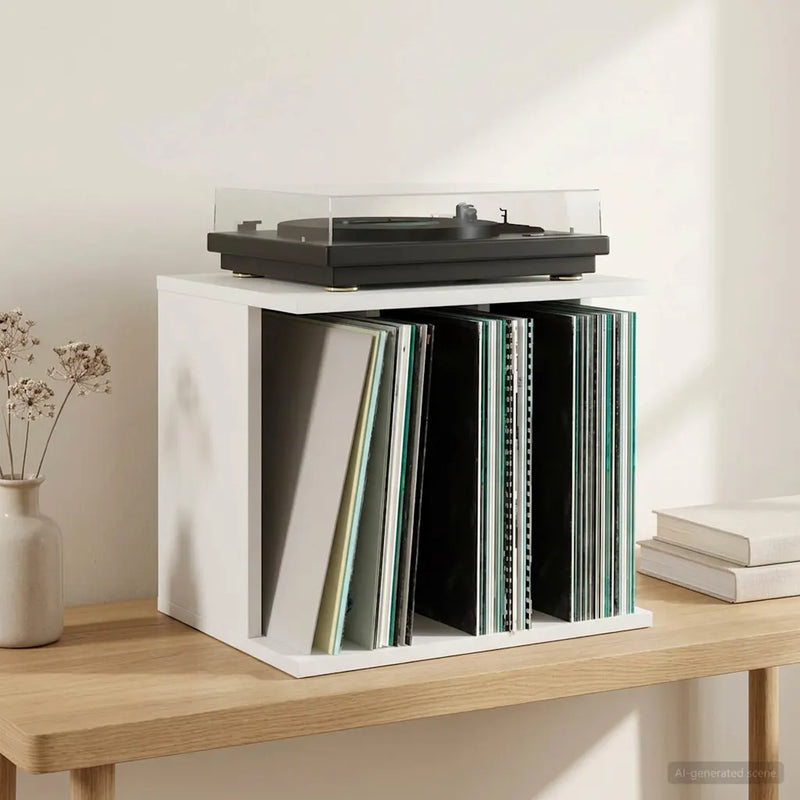 Vinyl Record Storage White 42 x 33 x 36 cm Engineered Wood