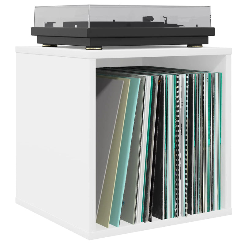 Vinyl Album Box White 37 x 36.5 x 38 cm Engineered Wood