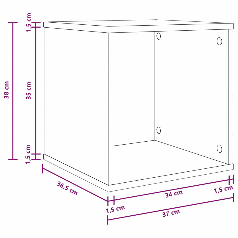Vinyl Album Box White 37 x 36.5 x 38 cm Engineered Wood
