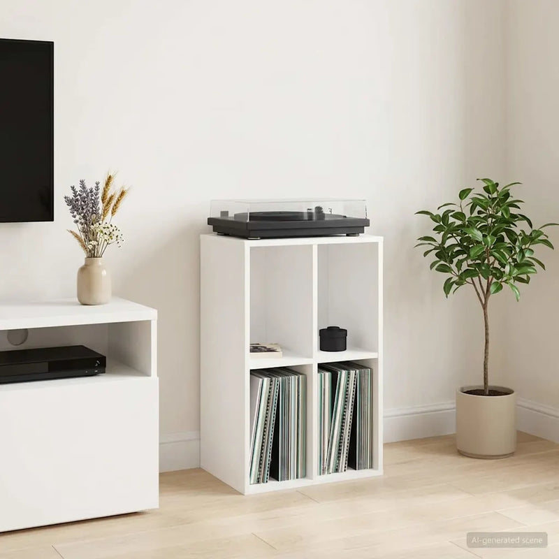 Record Cabinet White 44.5 x 36.5 x 74.5 cm Engineered Wood
