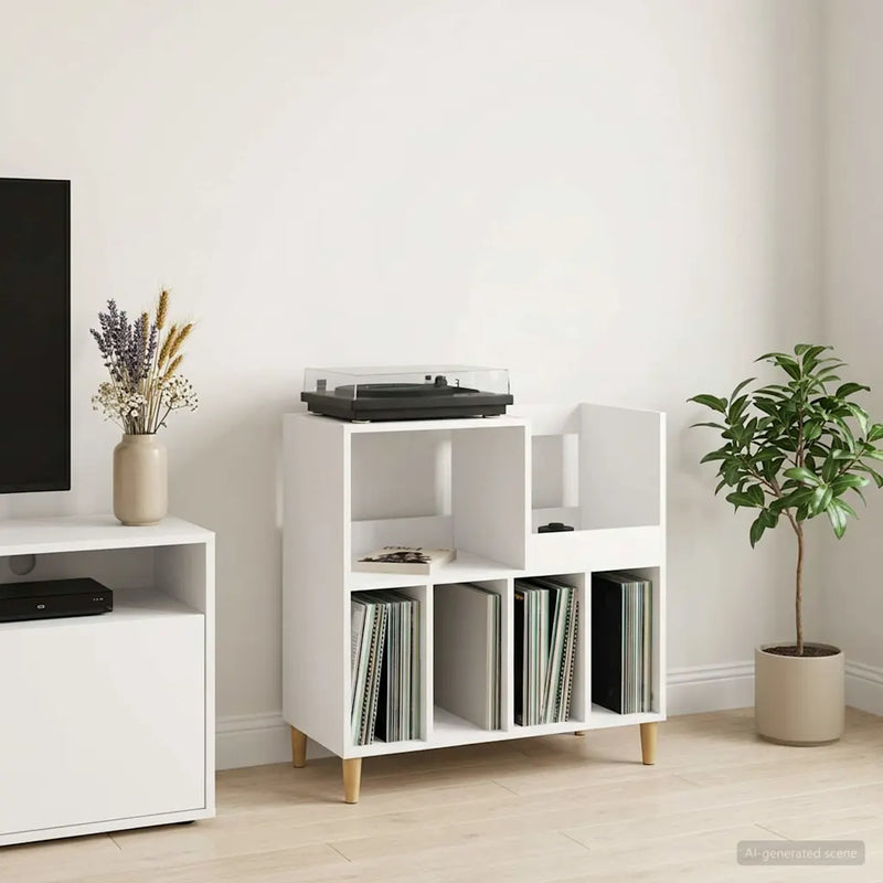 Record Player Stand White 82 x 39.5 x 82.5 cm Engineered Wood