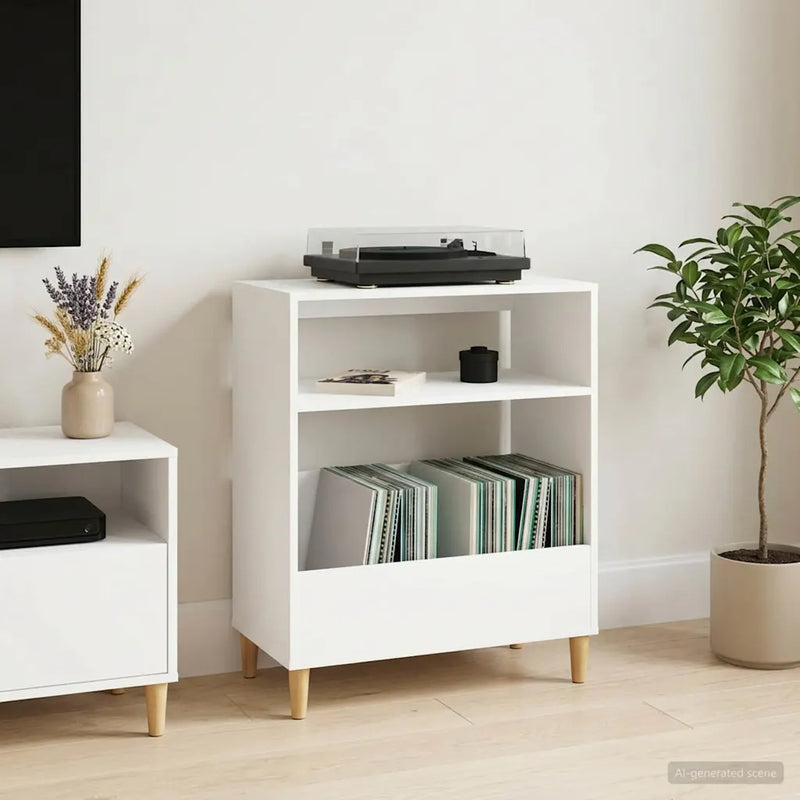 Record Player Stand White 71 x 39.5 x 83 cm Engineered Wood