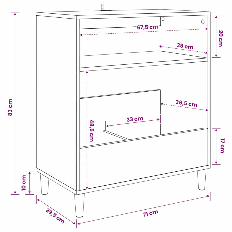 Record Player Stand White 71 x 39.5 x 83 cm Engineered Wood