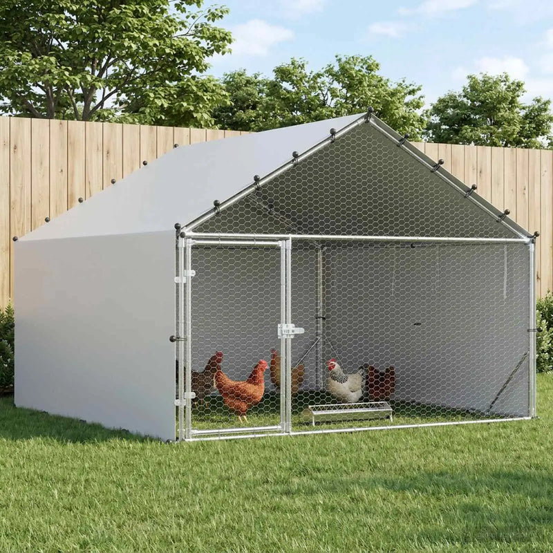 Chicken Coop with Roof Silver 200 x 200 x 150 cm