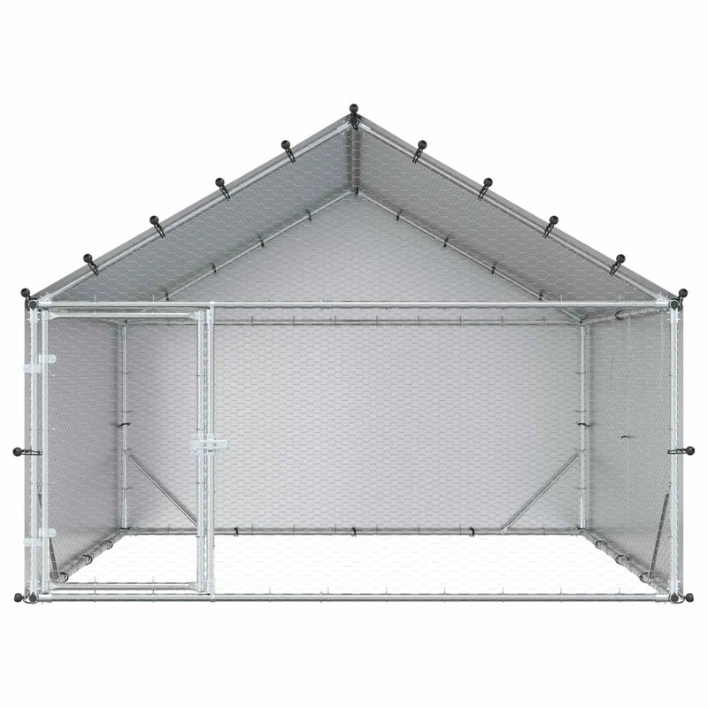 Chicken Coop with Roof Silver 200 x 200 x 150 cm