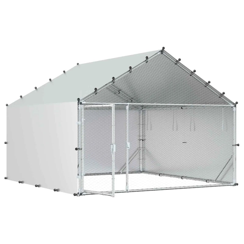 Chicken Coop with Roof Silver 200 x 200 x 150 cm