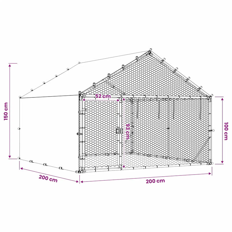 Chicken Coop with Roof Silver 200 x 200 x 150 cm