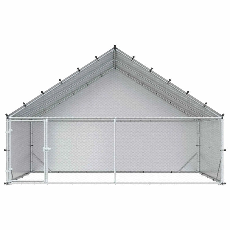 Chicken Coop with Roof Silver 300 x 200 x 190 cm