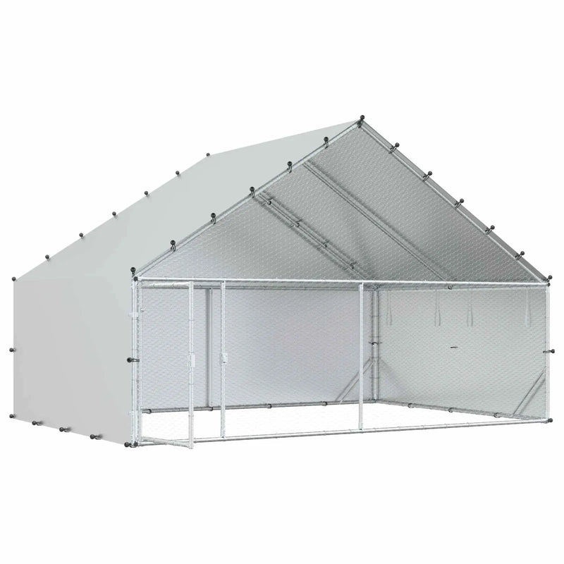 Chicken Coop with Roof Silver 300 x 200 x 190 cm