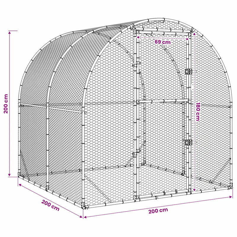 Chicken Coop Silver 200 x 200 x 200 cm Galvanised Steel