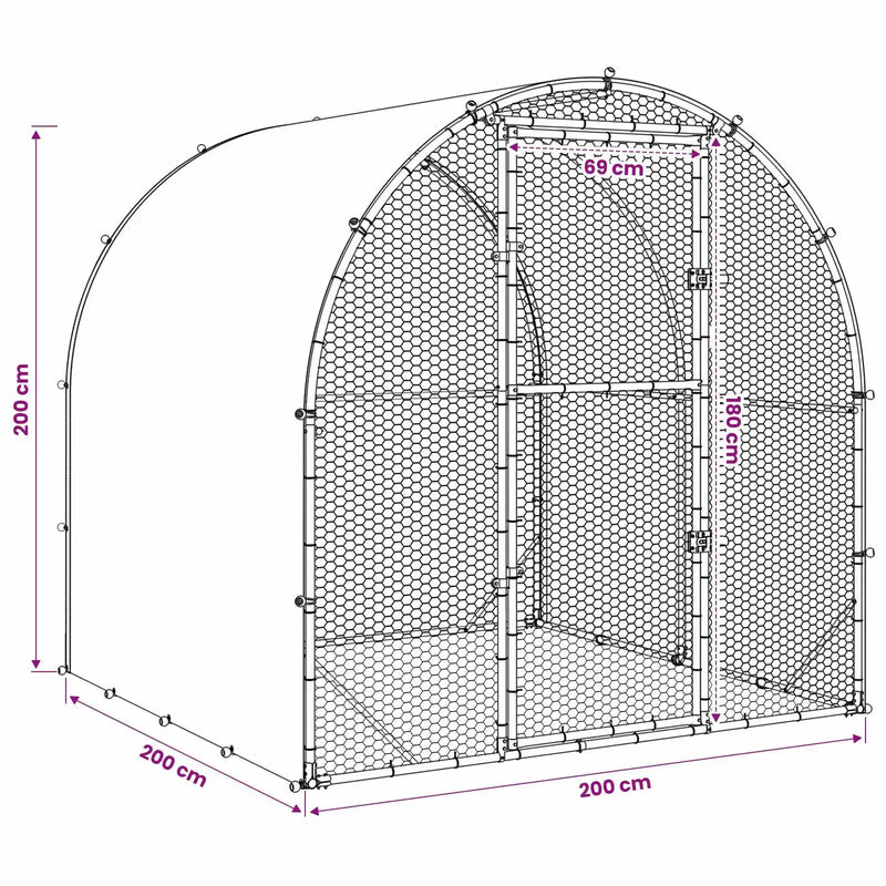 Chicken Coop Silver 200 x 200 x 200 cm Galvanised Steel