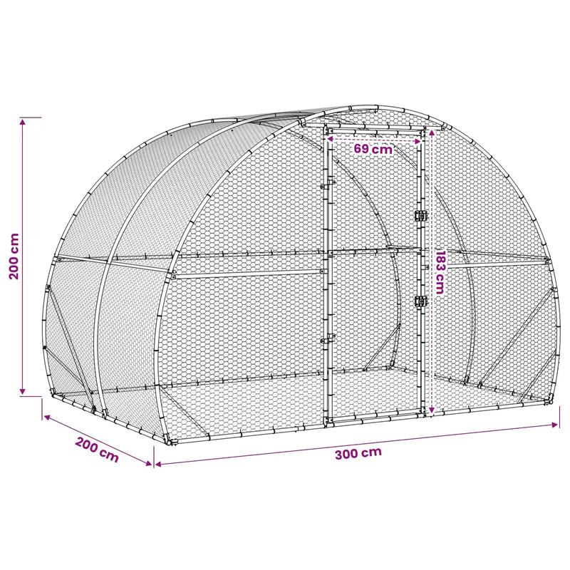 Chicken Coop Silver 200 x 300 x 200 cm Galvanised Steel