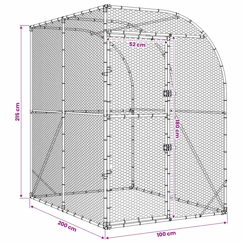 Chicken Coop Silver 200 x 200 x 215 cm Galvanised Steel