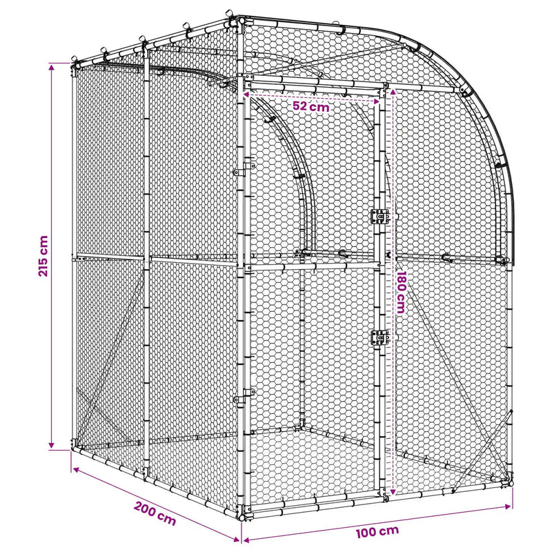Chicken Coop Silver 200 x 200 x 215 cm Galvanised Steel