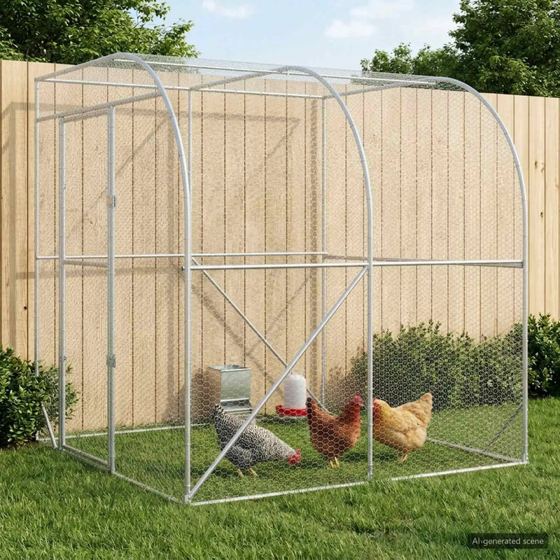 Chicken Coop Silver 200 x 200 x 215 cm Galvanised Steel