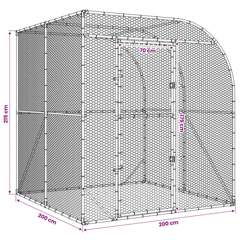 Chicken Coop Silver 200 x 200 x 215 cm Galvanised Steel