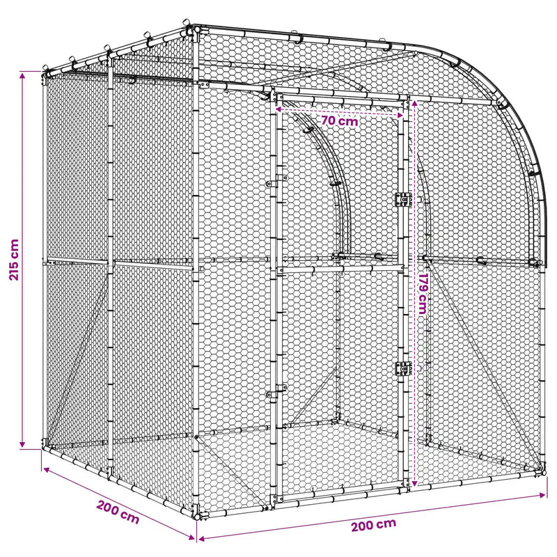 Chicken Coop Silver 200 x 200 x 215 cm Galvanised Steel