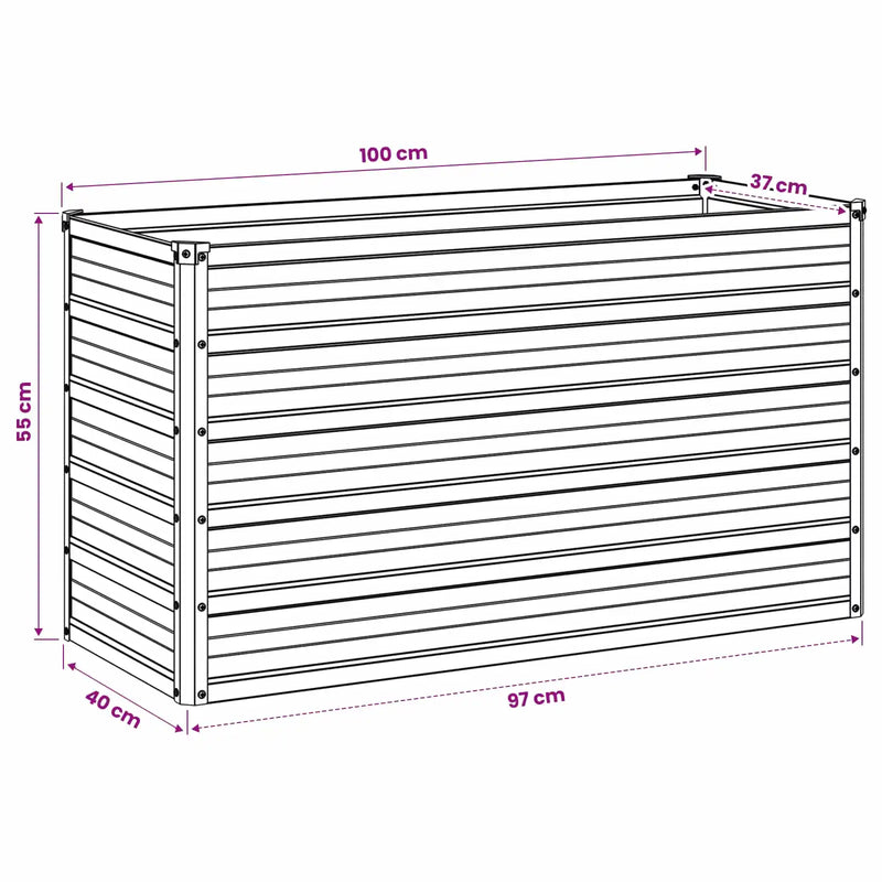 Raised Garden Bed Anthracite 100 x 40 x 55 cm cold-rolled steel