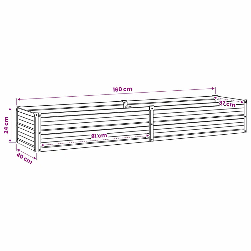Raised Garden Bed Anthracite 160 x 40 x 24 cm cold-rolled steel