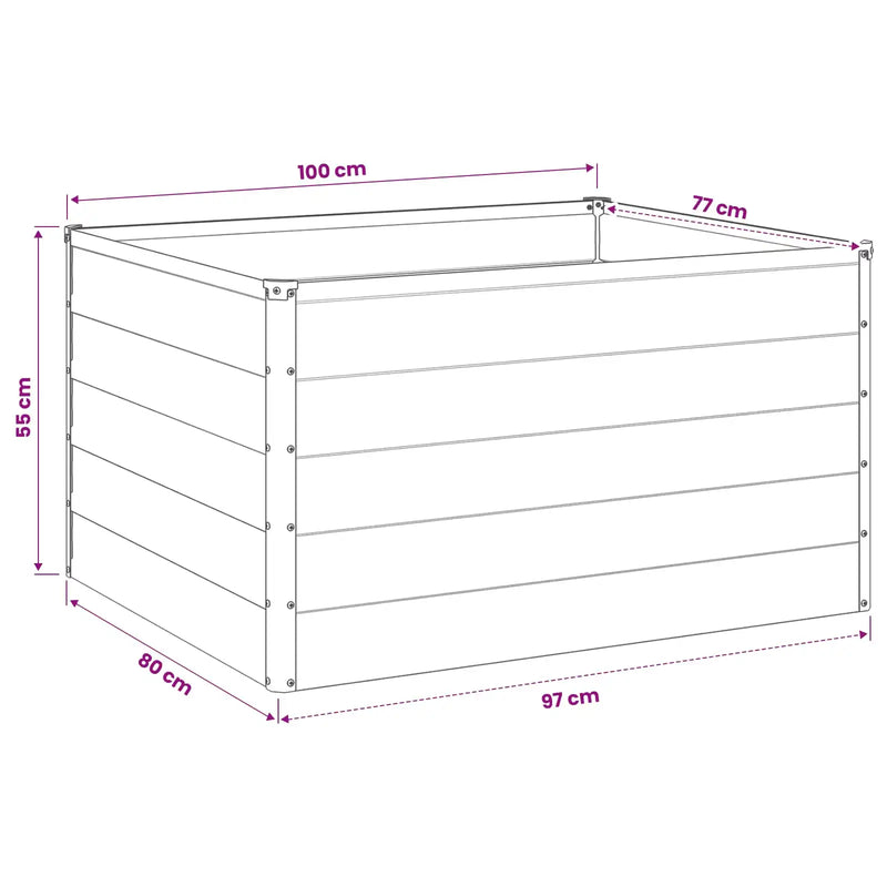 Raised Garden Bed Anthracite 100 x 80 x 55 cm cold-rolled steel