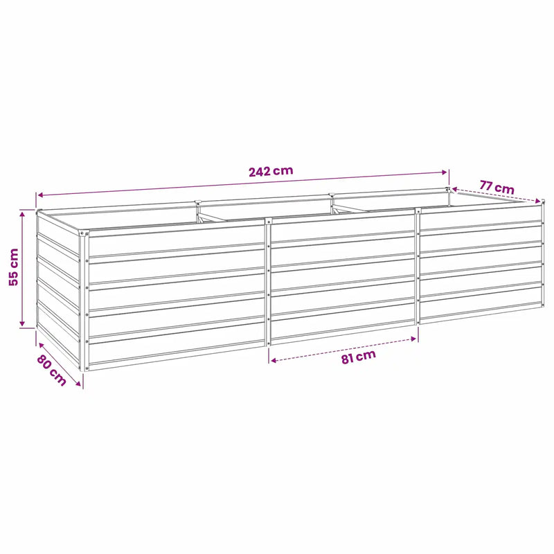 Raised Garden Bed Anthracite 240 x 80 x 55 cm cold-rolled steel
