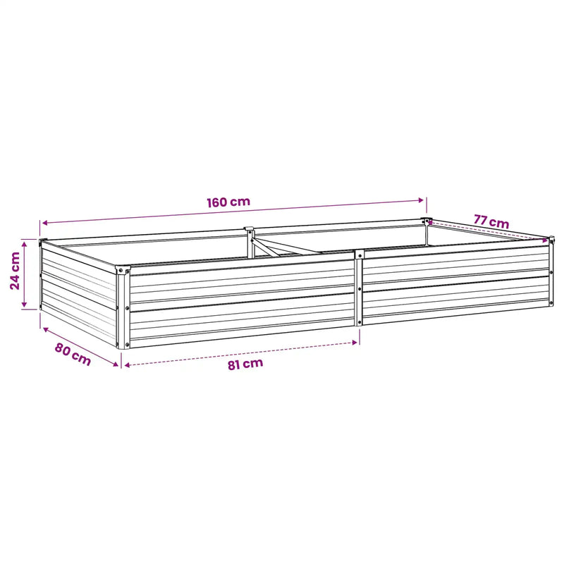 Raised Garden Bed Anthracite 160 x 80 x 24 cm cold-rolled steel