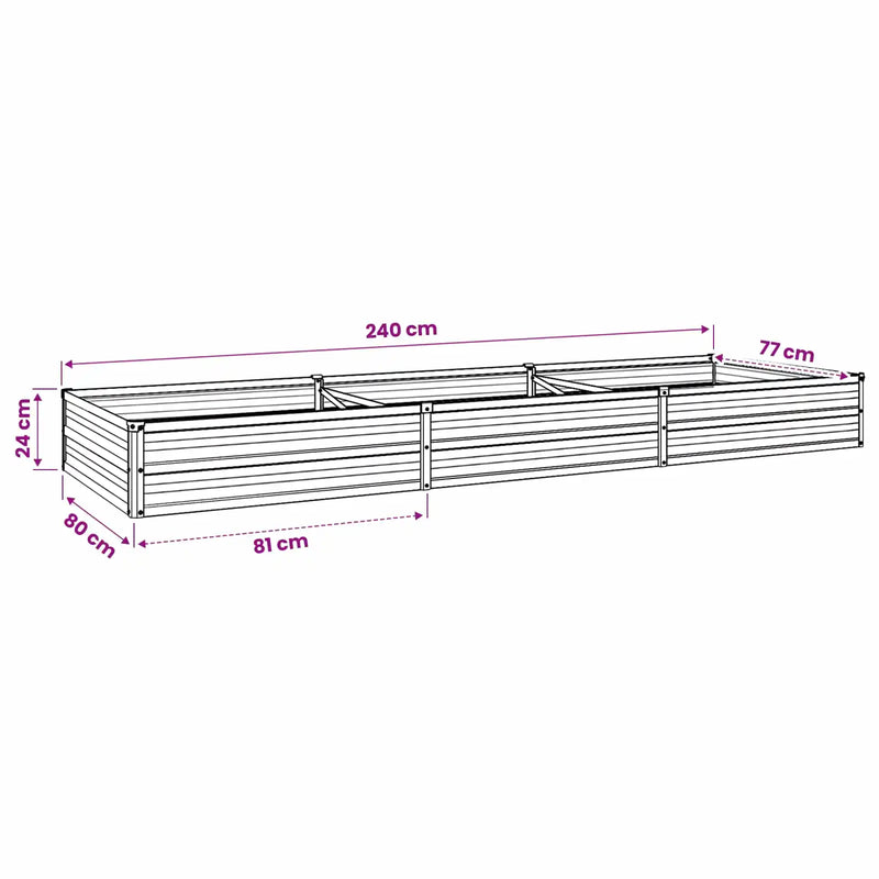 Raised Garden Bed Anthracite 240 x 80 x 24 cm cold-rolled steel