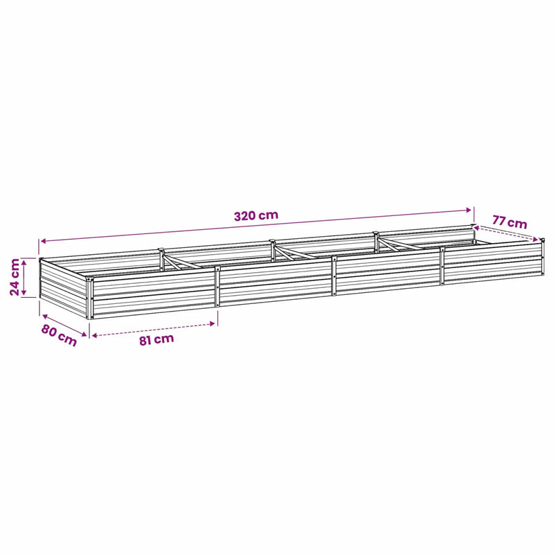 Raised Garden Bed Anthracite 320 x 80 x 24 cm cold-rolled steel