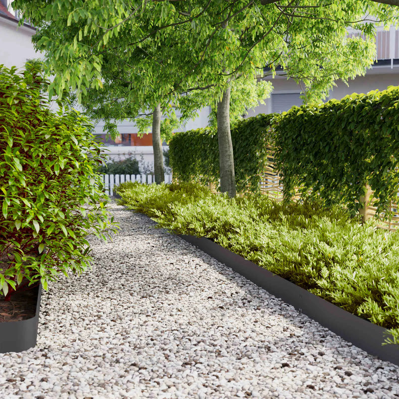 Lawn Edging 30 pcs 15 x 103 cm Steel Black
