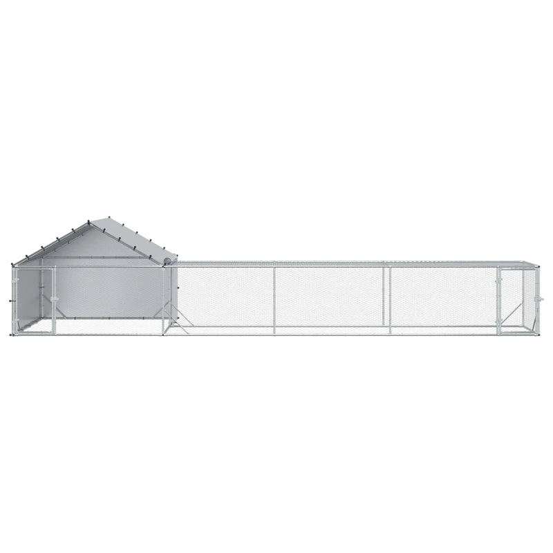 Chicken Coop with Roof and Yard 2 pcs Silver 7 x 2 x 1.5 m