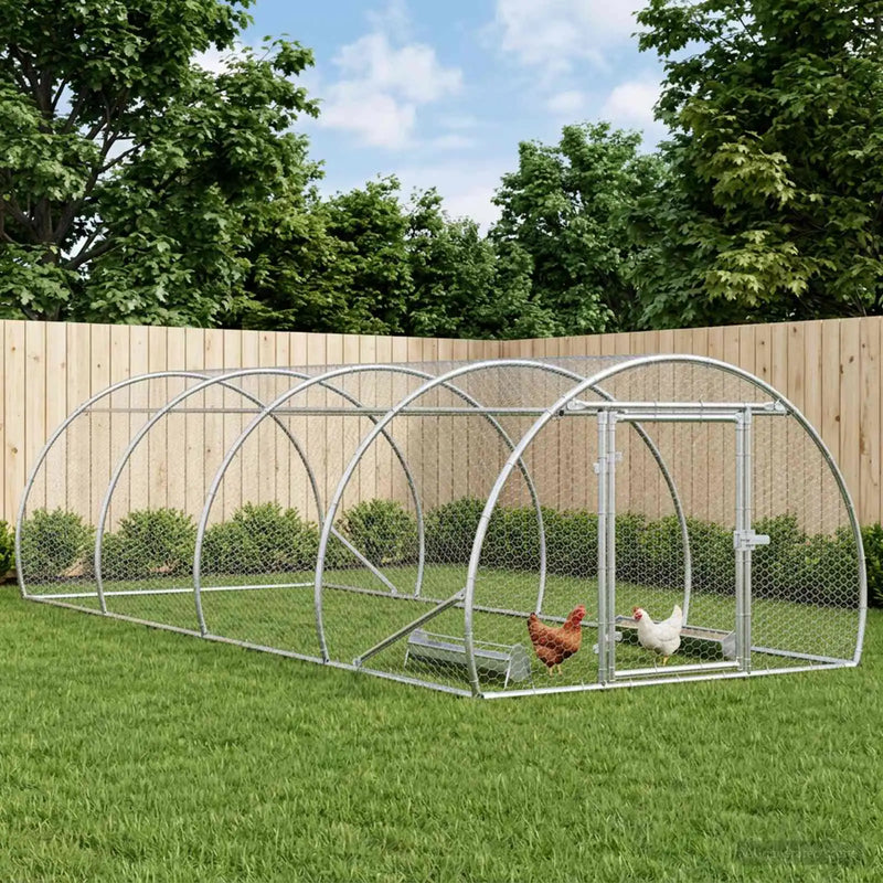Chicken Coop Silver 400 x 150 x 100 cm Galvanised Steel