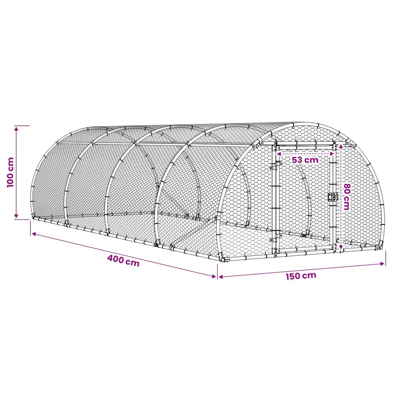 Chicken Coop Silver 400 x 150 x 100 cm Galvanised Steel