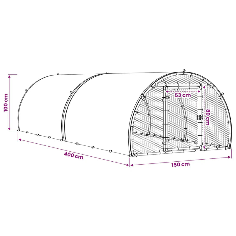 Chicken Coop Silver 400 x 150 x 100 cm Galvanised Steel