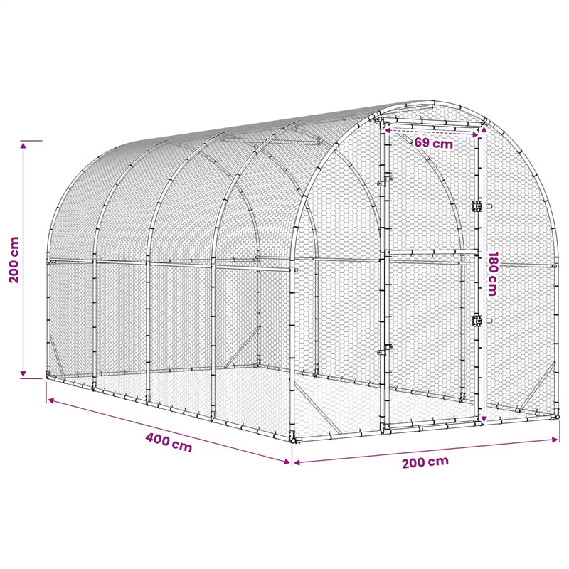 Chicken Coop Silver 400 x 200 x 200 cm Galvanised Steel