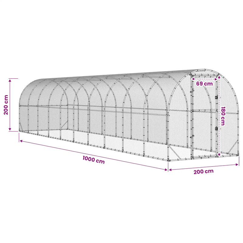 Chicken Coop Silver 1000 x 200 x 200 cm Galvanised Steel