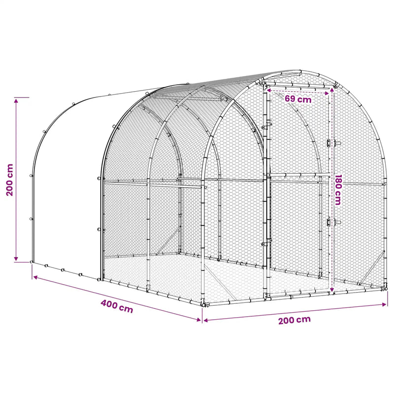 Chicken Coop Silver 400 x 200 x 200 cm Galvanised Steel