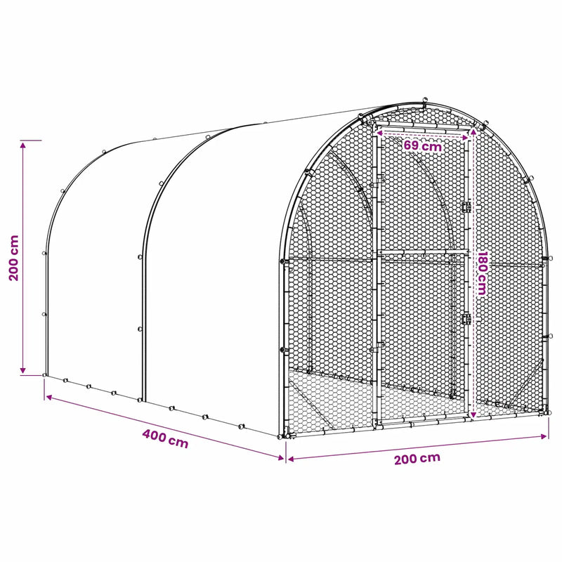 Chicken Coop Silver 400 x 200 x 200 cm Galvanised Steel