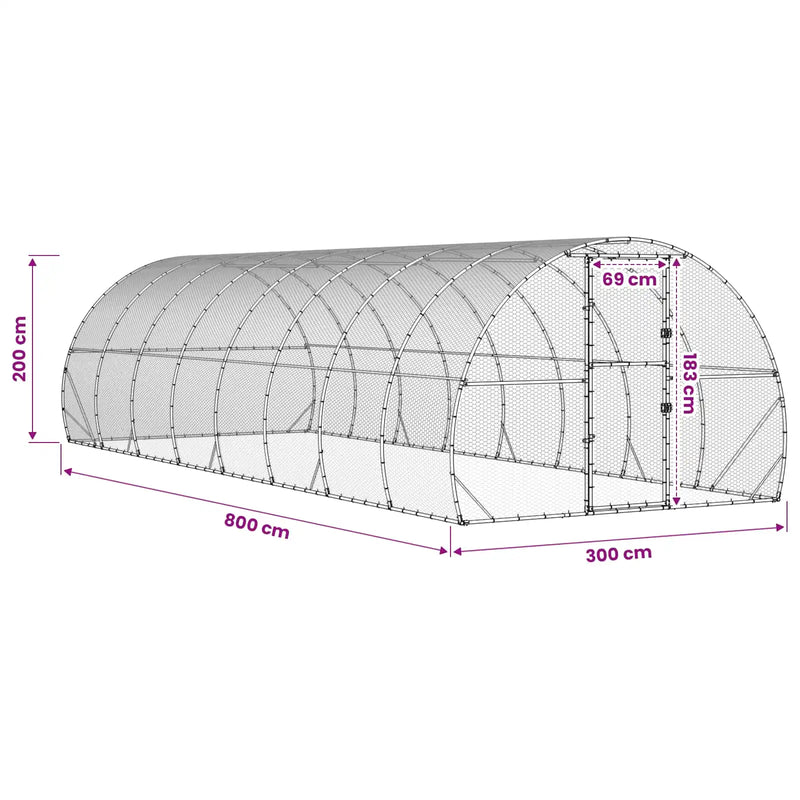 Chicken Coop Silver 800 x 300 x 200 cm Galvanised Steel