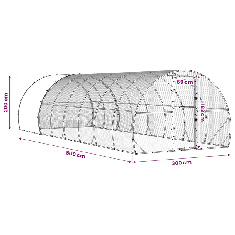 Chicken Coop Silver 800 x 300 x 200 cm Galvanised Steel