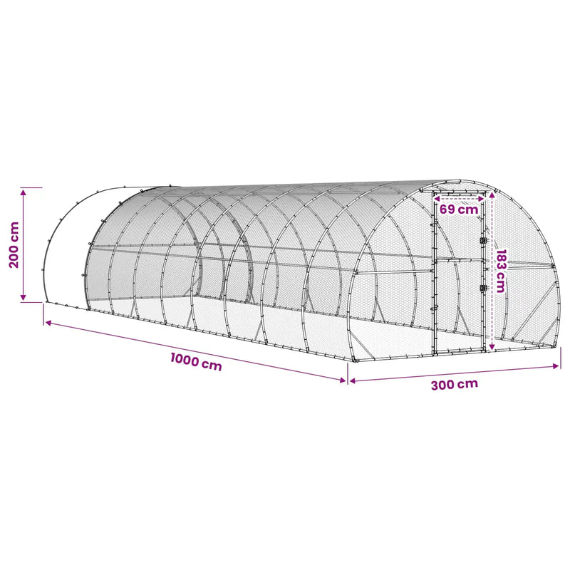 Chicken Coop Silver 1000 x 300 x 200 cm Galvanised Steel